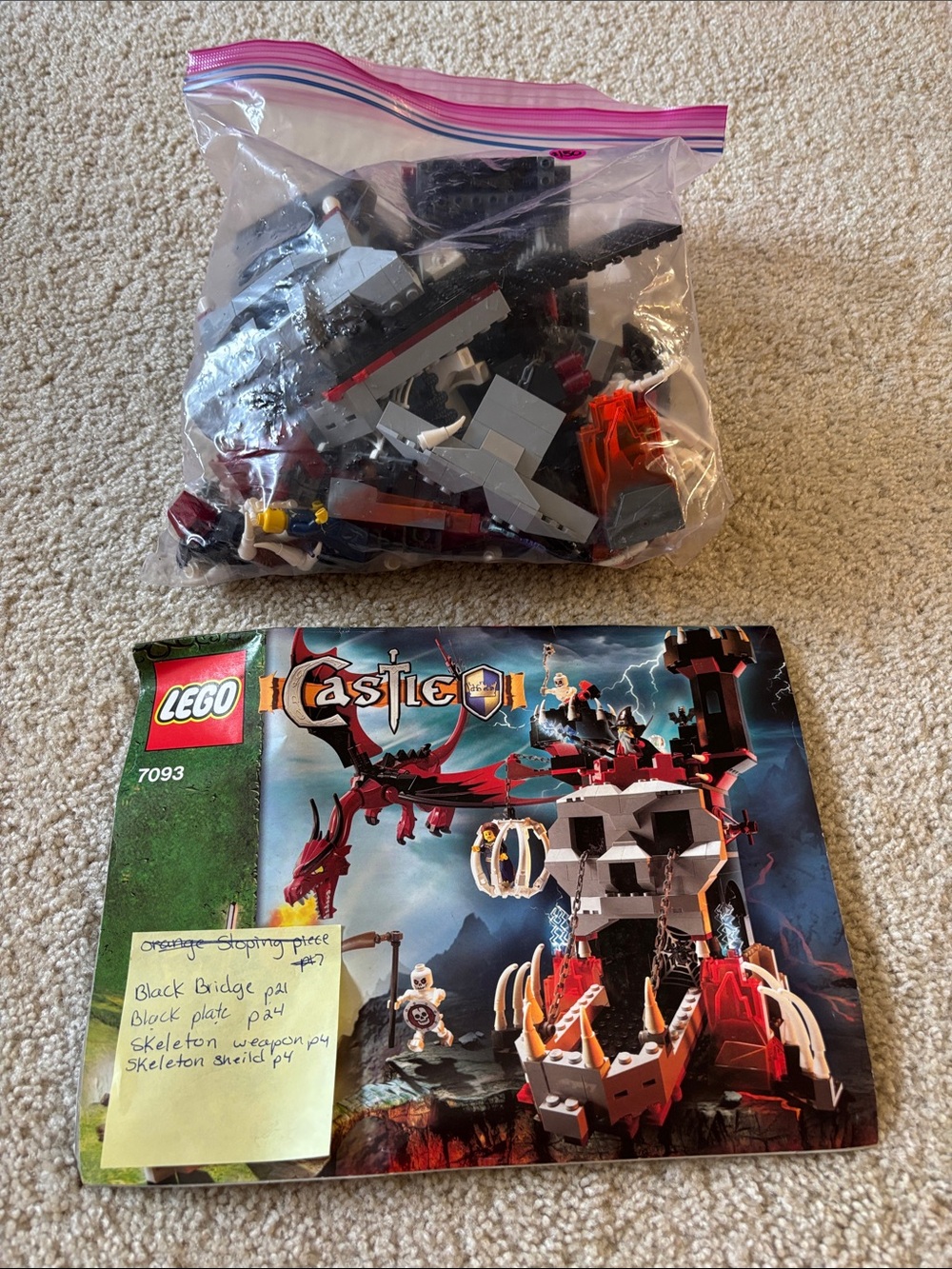 LEGO Castle Red Black Gray Dragon Fortress Pieces
